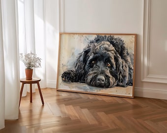 Black Doodle Dog Wall Art Print, Watercolor Doodle Dog Art Print, Printable Wall Art, Dog Lover Art Print, Doodle Lover Wall Art, S169
