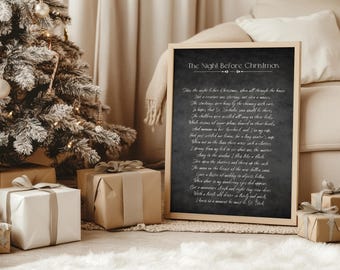 Twas The Night Before Christmas Printable, Christmas Art Print, Night Before Christmas Poster, Farmhouse Christmas Sign, Winter Art, S135