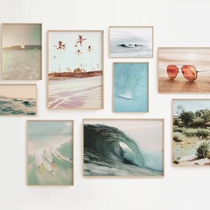 Beach Wall Art Set of 12, Summer Beach Wall Art Bundle, Seascape Printable Wall Art, Coastal Beach Wall Art, Soft Tones Wall Art,  S055