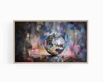 New Years Frame Tv Art, Disco Ball Painting, Christmas Bauble Screensaver, Dark New Years Decor Digital Download