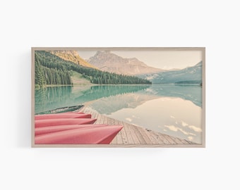 Lake Frame Tv Art, Canoe Frame Tv Art, Nature Tv Art, Samsung Frame Tv Lake Art, Canadian Lake Frame Tv Art, Lake Painting Art, T619