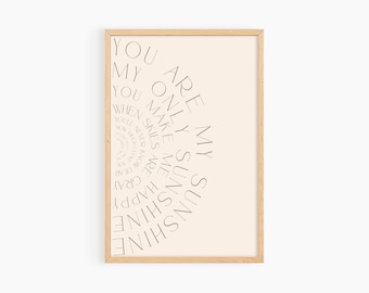 You Are My Sunshine Nursery Wall Art Boho Nursery Decor Neutral Print Striped Quote Art Baby Shower Gift Gender Neutral Nursery S238