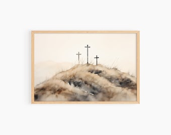 Arte de la pared cruzada, arte de la pared imprimible, impresión del arte de la pared de las cruces de Pascua, impresión del arte de la pared de Pascua, arte de la pared cristiana, arte religioso de la pared, S030