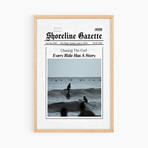 Surfer Print Zeitung Cover Wandkunst, Preppy Küsten Kunst Surf Wandkunst, Trendige Küsten Zeitung druckbare Wandkunst, S059