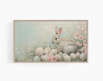 Easter Bunny Frame Tv Art, Samsung Frame TV Art, Easter Digital Art For TV, Bunny Frame Tv Art, Cute Bunny Frame Tv Art, Floral Bunny Art