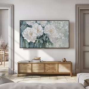 Frame Tv Art Bestseller, White Floral Samsung Frame TV Art, Country Landscape Art Frame TV, Vintage Painting TV Art, T883