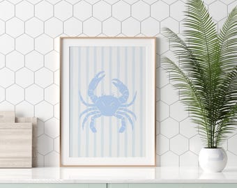Beach House Crab Wall Art Print, Coastal Crab Wall Art, Beach Wall Art, Summer Wall Art, Trendy Crab Wall Art, Beach House Print, S215