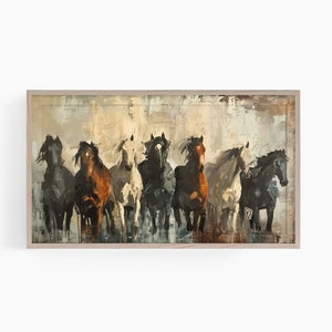 Vintage Horse Tv Art, Samsung Frame TV Art, Country Frame Tv Art, Wild Horses Frame Tv Art, Farmhouse TV Art, Neutral Tone Frame Tv