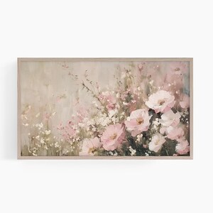 Floral Samsung Frame TV Art, Spring TV Art, Pink Flowers Art, Warm Tone Wildflowers Art, Pink Valentine&#39;s Frame TV Art T857