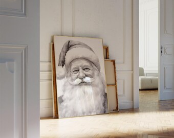 Vintage Santa Wall Art Print, Antique Christmas Printable Decor, Winter Cottagecore, Christmas Wall Art, Neutral Rustic Santa Print, S129