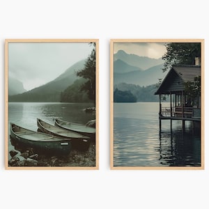Lakehouse Wall Art Printable Set of 2, Lake Wall Art Prints, Canoe Wall Art, Lakehouse Decor Wall Art Prints, Printable Wall Art