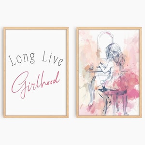 Long Live Girlhood Wall Art, Blush Pink Downloadable Print, Girl Nursery Decor, Kids Room Art, Play Room Wall Decor, Quote Kids Wall Art