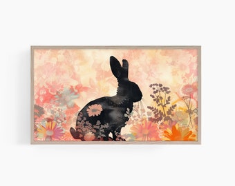 Samsung Frame Tv Art Easter Bunny, Floral Easter Frame Tv, Spring Bunny Frame Tv Art, Samsung Frame Tv Art, Frame Tv Easter Art