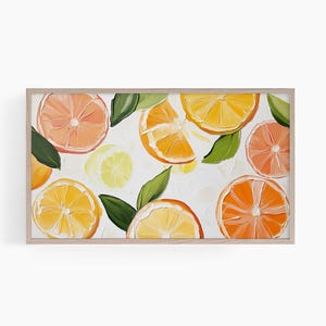 Summer Frame TV Art Colorful Pop Art Frame Tv Citrus Painting Decor Spring Screensaver Summer Frame Tv Art Textured Painting T917