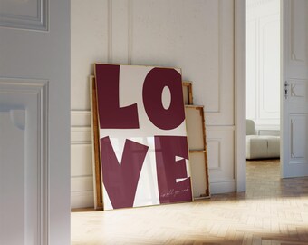 Love Poster, 70s Wall Art Print, Preppy Love Poste, Trendy Wall Print, Trendy Typography Wall Art, Love is all you need Print. S159