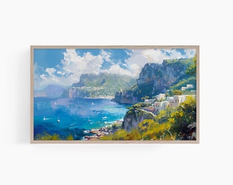 Amalfi Coast Frame Tv Art, Positano Samsung Frame TV Art, Italy Frame Tv Art, Summer Coastal Tv Art, Frame Tv Art Beach, T719