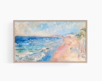 Samsung Rahmen Tv Kunst Sommer, Beachy Rahmen Tv Kunst, Vintage Pastell Strand Kunst für Rahmen Tv, Abstrakte Strandkunst, T727