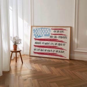 4th Of July Decor, Patriotic Decor, Independence Day Sign, 4th Of July Quotes, American Flag Art Print, Star Spangled Banner Decor, S222