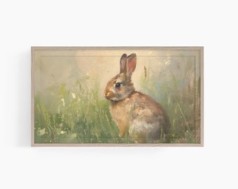 Frame Tv Art Antique Sketch, Bunny Frame Tv Art, Samsung Frame TV Art, Vintage Easter TV Art, Bunny Frame Tv Art, Vintage Bunny Frame Tv Art