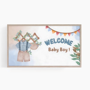 Frame Tv Art Baby Shower, Baby Boy Frame Tv Art, Baby Shower Boy Tv Art, Welcome Baby Boy Frame Tv Art, Baby Shower Decor, T611