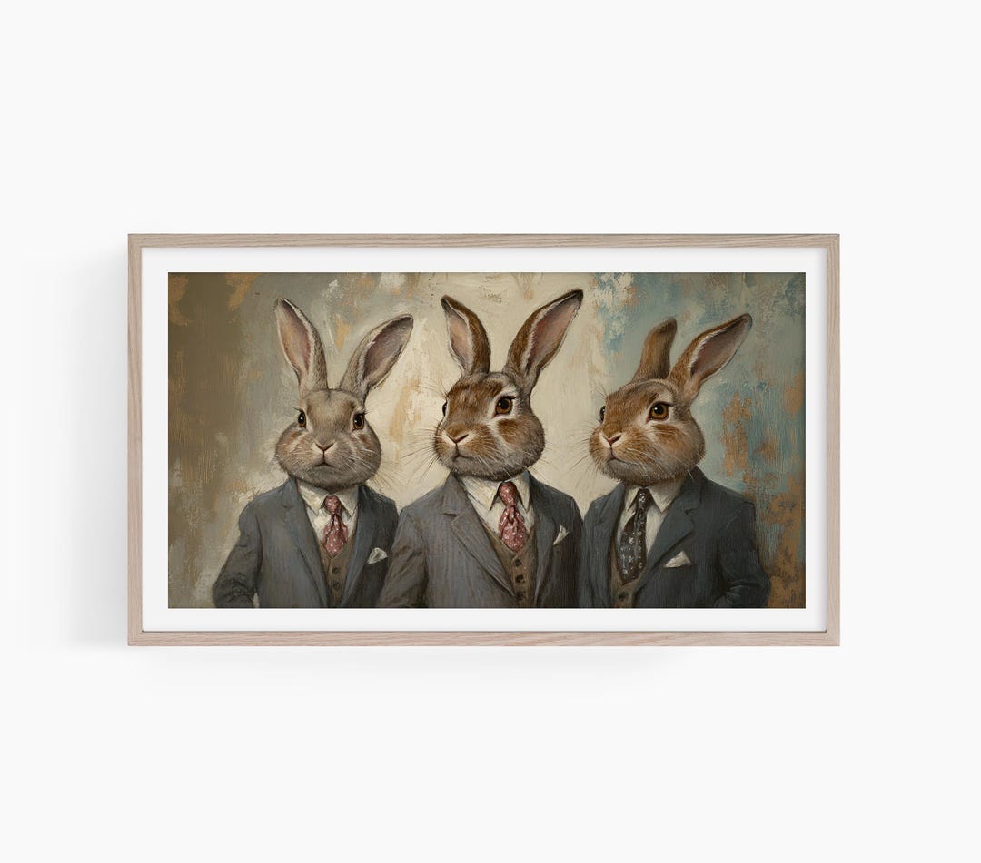 Rabbit Gentlemen Frame TV Art, Spring Bunny Rabbit Frame Tv Art ...