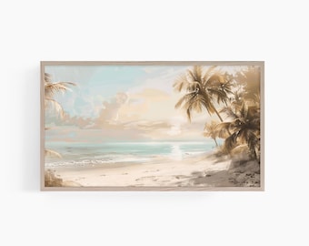 Frame TV Summer Art,  Beach Downloadable Painting, Island Frame Tv Art, Tropical Tv Art Download, Samsung Frame Tv Screensaver. T608