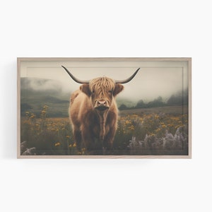 Country Frame Tv Art, Highland Cow Frame Tv Art, Samsung Frame TV Art, Highland Cow Digital TV Art, Farmhouse TV Art, Instant Download
