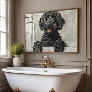 Black Golden Doodle Bathroom Wall Art, Funny Golden DoodleBathroom Art, Dog Bathroom Poster, Digital Download, Black Doodle Wall Art, S182