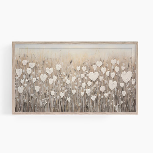 Field of Heart Flowers Valentine Day Digital Art For Frame TV | Impasto Style Frame TV Art | Instant Download | Love Digital Art For Tv