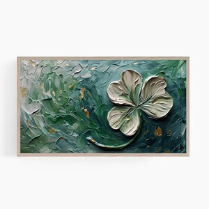 Green Clover Frame Tv, St. Patrick&#39;s Day Frame Tv Art, Samsung Frame Tv Art, Impasto Painting Shamrock, St. Patty Frame Tv, Green Frame Tv