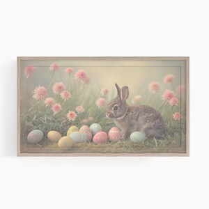 Samsung Frame TV Art Easter Bunny, Easter Frame Tv Art, Bunny Frame Tv Art, Cute Bunny Frame Tv Art, Floral Bunny Tv Art, Vintage Easter Tv