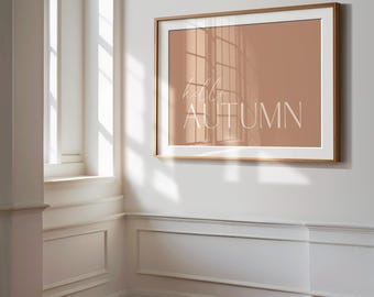Hello Autumn Printable Art, Minimalist Fall Sign, Autumn Print, Fall decor, Modern Digital Download, Fall Saying Wall Art, S091