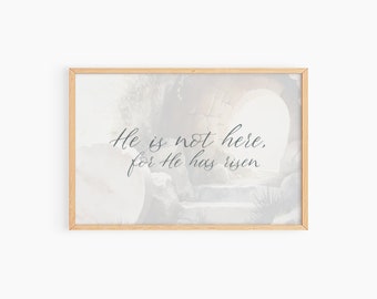 Jesus Tomb Printable Art, The Tomb is Empty Wall Art, He is Risen, Christian Art Printable, Entry Wall Decor, Easter Wall Art Printable