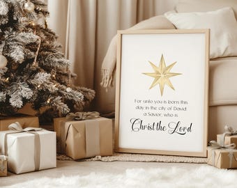 Luke 2:11 Christmas Printable Wall Art, Christian Christmas Wall Art, Bible Verse Wall Art, Scripture Christmas Art, Winter Wall Art, S021