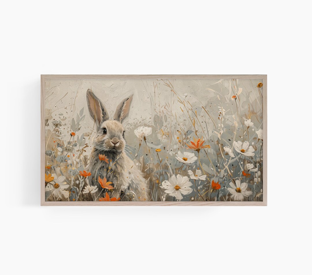 Spring Bunny Rabbit Samsung Frame Tv Art Easter Bunny Tv Art Frame