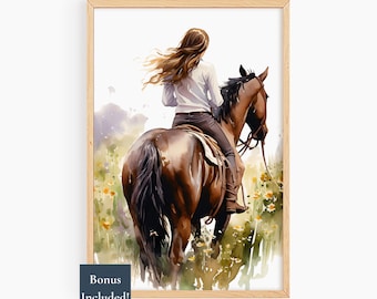 Horse Girl Decor, Horse Lover Wall Art, Horse Gifts for Girls, Farmhouse Equestrian Art, Girls Bedroom Art, Printable Girls Room Art, S081