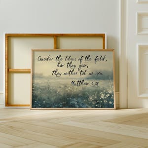 Consider The Lillies Wall Art, Christian Wall Art, Vintage Botanical Scripture Art, Scripture Wall Art, Wildflower Christian Art, S114