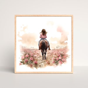 Horse Wall Art Print, Nursery Horse Print, Girls Room Decor, Playroom Horse Riding Wall Art, Teen Horse Lover Printable Wall Art
