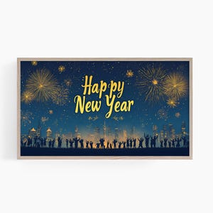 Happy New Year Frame Tv Art, New Year Eve Party Decor Frame Tv Art, Christmas Holiday Tv Art, New Years Countdown Tv Art, T815