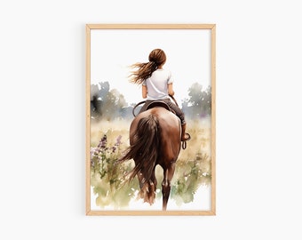 Horse Girl Decor, Horse Lover Wall Art, Horse Gifts for Girls, Farmhouse Equestrian Art, Girls Bedroom Art, Printable Girls Room Art, S085