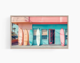 Frame Tv Art Surf, Surf Shop Frame Tv Art, Summer Vacation Tv Art, Coastal Frame Tv Art, Beach Frame Tv Art Print, T586