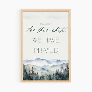 Boys Room Printable Art, Christian Baby Boy Nursery Art, 1 Samuel 1:27 Bible Verse Wall Art, For This Child We Have Prayed Printable