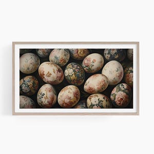 Easter Frame TV Art, Spring Easter Egg Painting Tv Art, Spring Decor, Vintage Easter Tv Art, Floral Eggs Frame Tv Art, T865