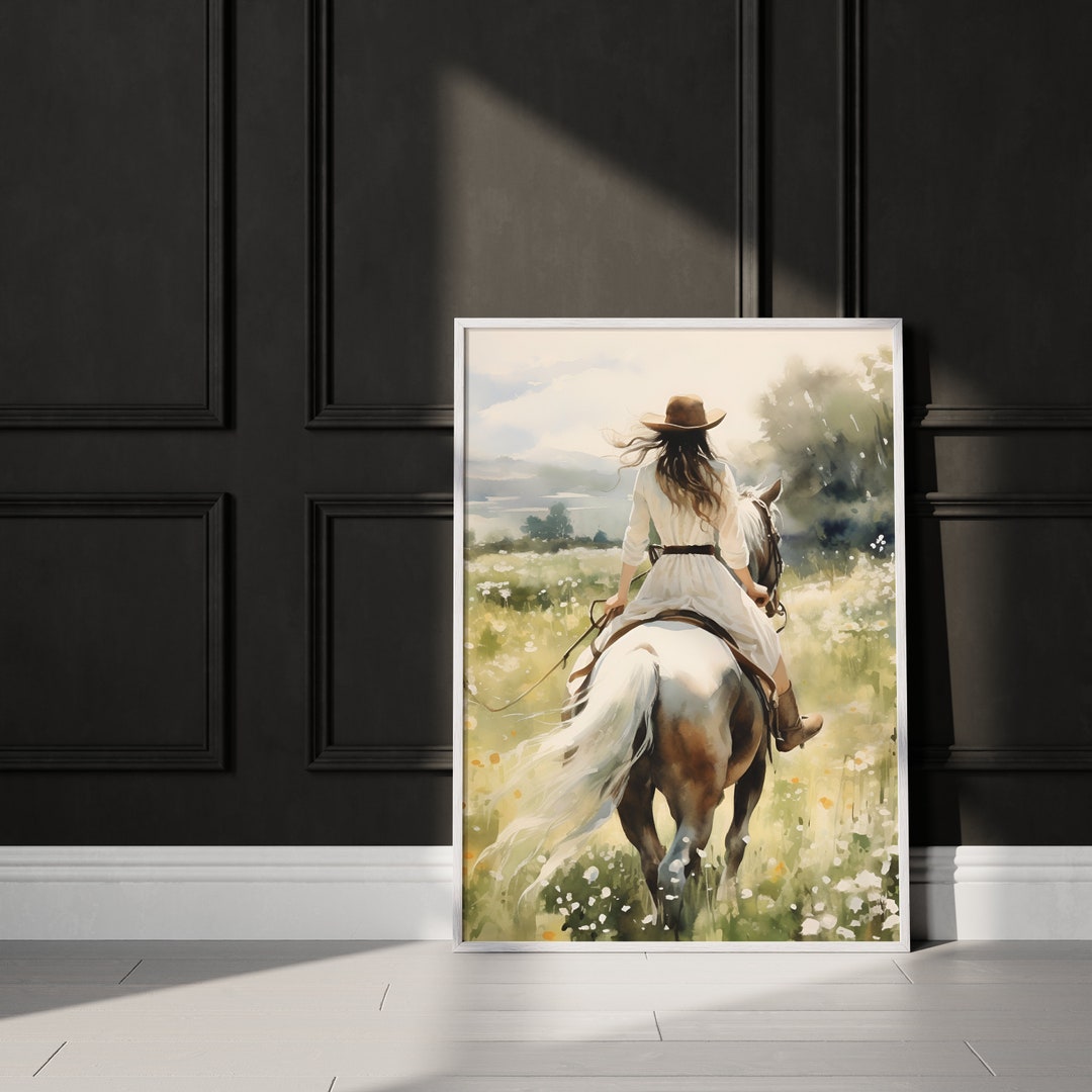 Horse Decor Art Print, Girl and Horse Wall Decor, Girls Room Decor