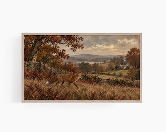 Fall Frame TV Art, Vintage Fox Painting, English Country Autumn Art, Heritage Sporting Decor, Samsung Frame TV Digital Download, T963