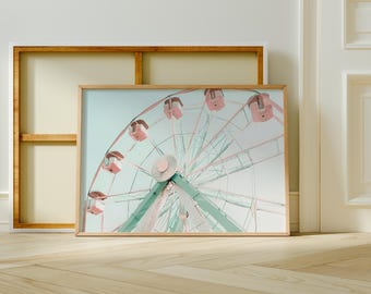Ferris Wheel Wall Art Print, Pastel Ferris Wheel Wall Art, Fun Fair Wall Art, Unique Fair Wall Art, Ferris Wheel Printable Art, S132