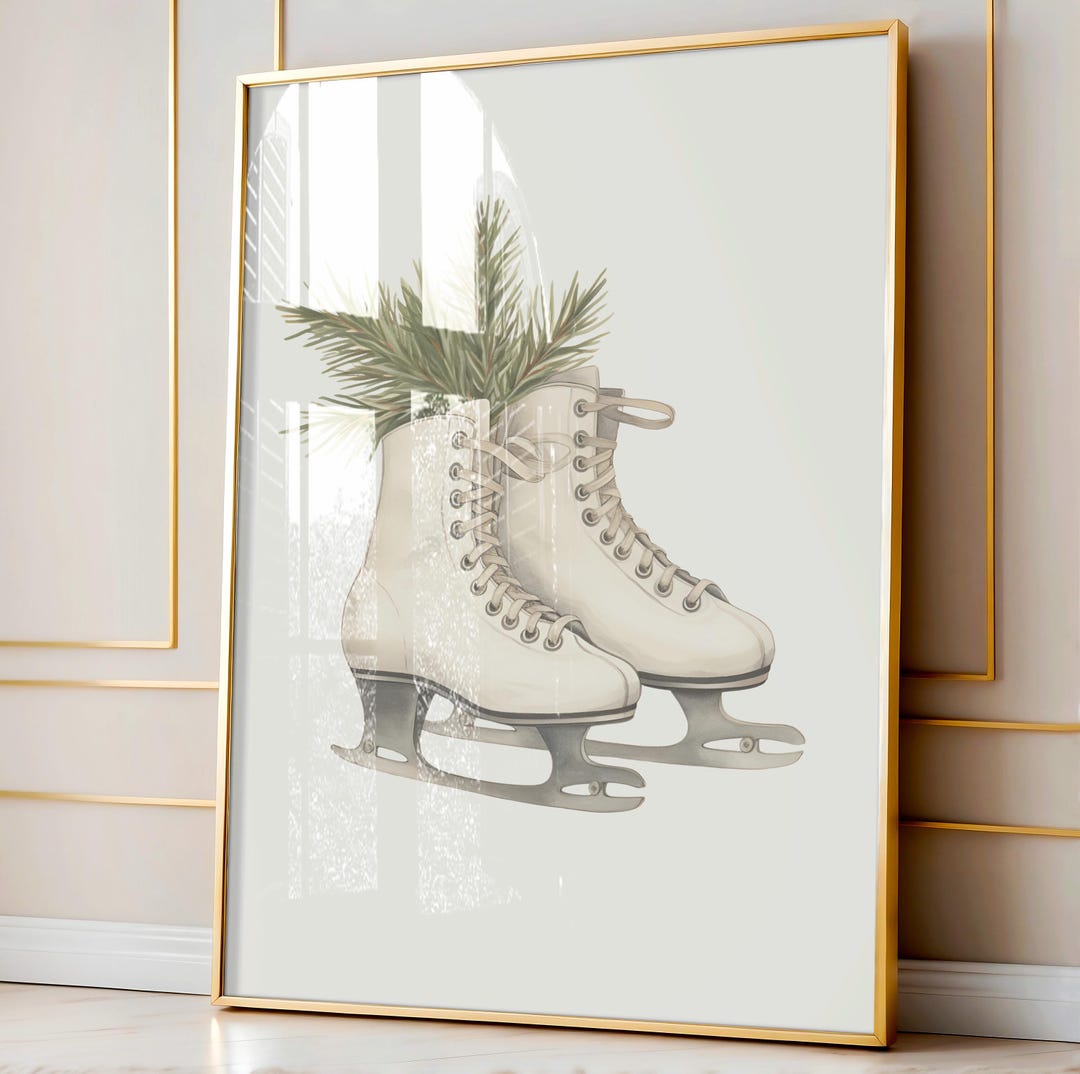 Ice Skates Printable Art, Watercolor Ice Skates Wall Art, Ice Skating ...