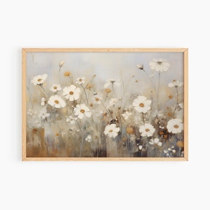Spring Wildflower Wall Art, Wildflower Printable Wall Art, Netural Tone Floral Wall Art, Vintage Wildflower Field Printable Wall Art, C063
