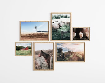 Farmhouse Collection Wall Art, Set of 6, Rustic Wall Art, Farmhouse Decor, Farm Print, Western Wall Decor, Barn Art Printable Art, S052