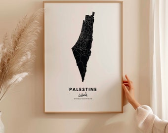 Palestine map, Palestine print, Islamic printable, Palestine wallart, Palestine homedecor, Arabic Palestine, Gift Palestine, Palestin map